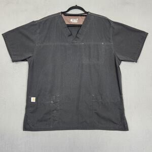 Carhartt Shirt Mens XL Black Classic Fit Ripstop Scrub Top V Neck Pockets